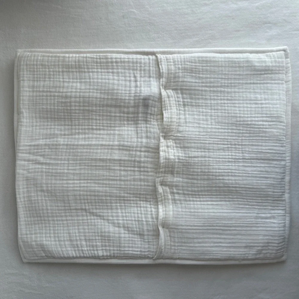 West Elm Standard Pillow Sham White 100% Cotton Gauze Quilted Coastal Minimalism
